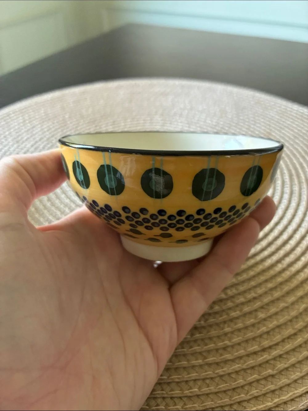 West Elm: Potters Workshop Ceramic Yellow Dot Pattern Pinch Bowls - Set of 2
